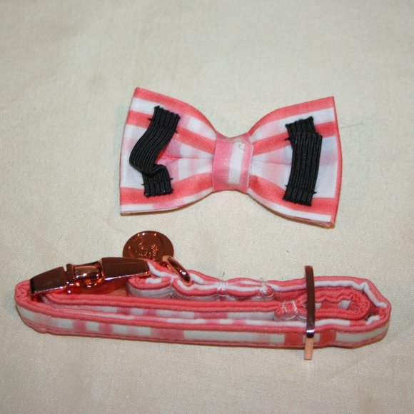 DogWong Dog Collar Pink Plaid With Bowtie XS Fits 8-12" Neck NEW 5/8" Width - Picture 7 of 7